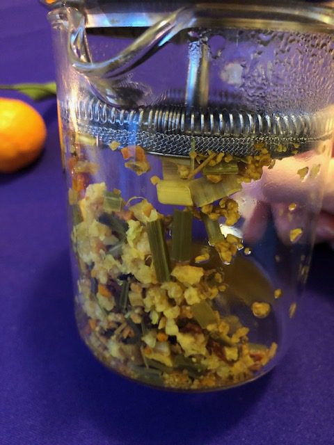 Turmeric Spice Blend tisane in glass teapot
