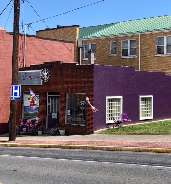 The purple exterior of Compass Tea