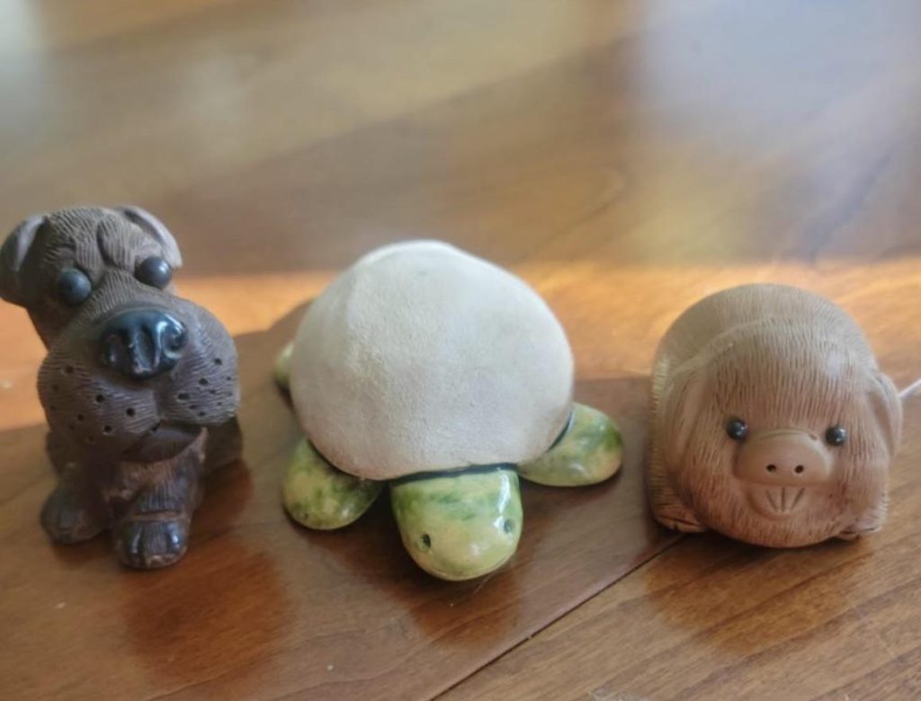 A dog, a turtle, and a pig tea pet, connected through a tea love story.