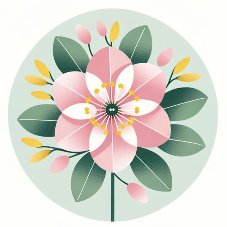 Symbol for our International Women's Day Event--a flower showing seeds and leaves.