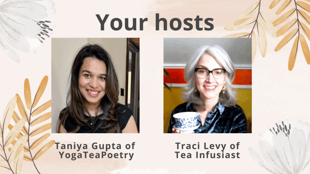 Taniya Gupta of Yoga Tea Poetry and Traci Levy of Tea Infusiast on flyer for an International Women's Day event in 2024. Taniya and Traci were in same cohort of Tea Teacher Training.