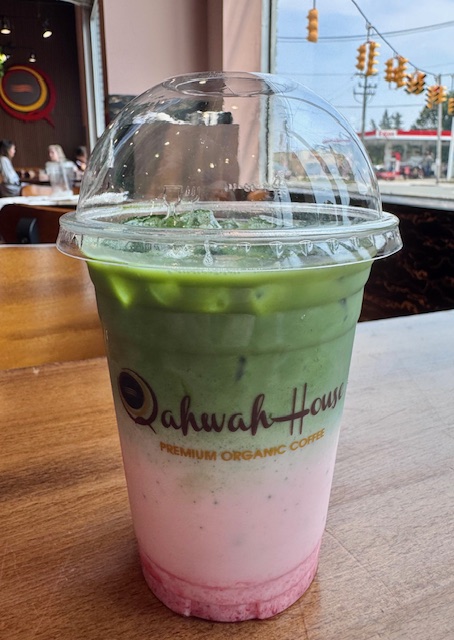 Iced Strawberry Matcha at Qahwah House on Long Island