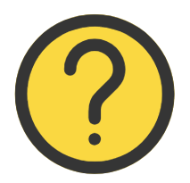 black question mark in a yellow circle