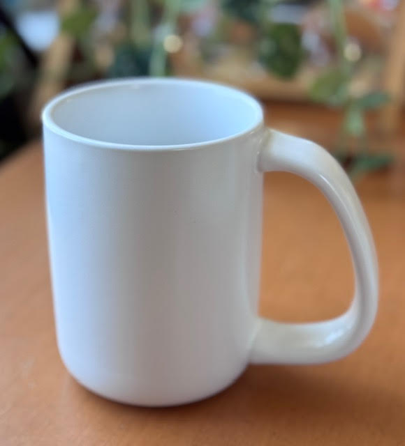 white accessible mug with a wide handle by CURVD