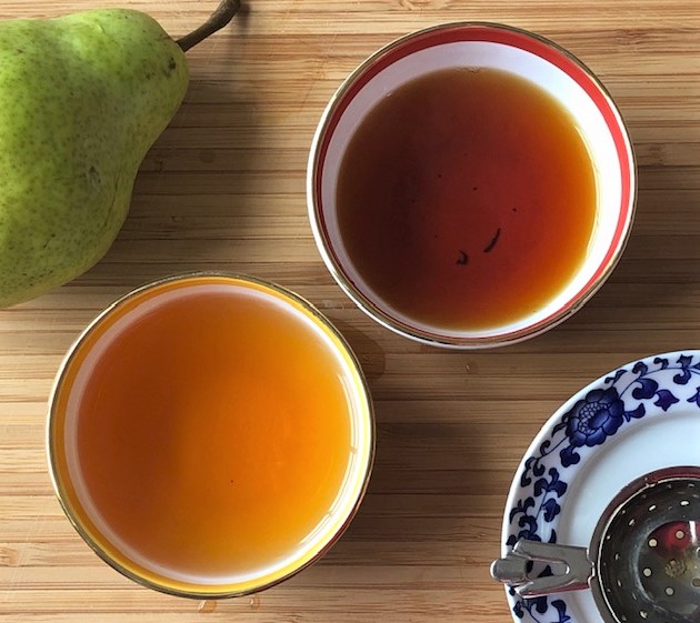 two cups of tea different parts of pour