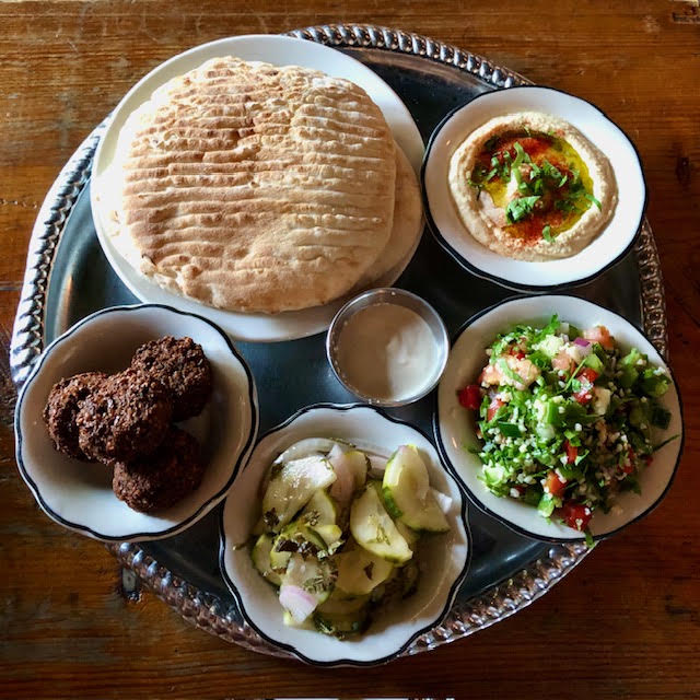 falafel and hummus food at witches brew